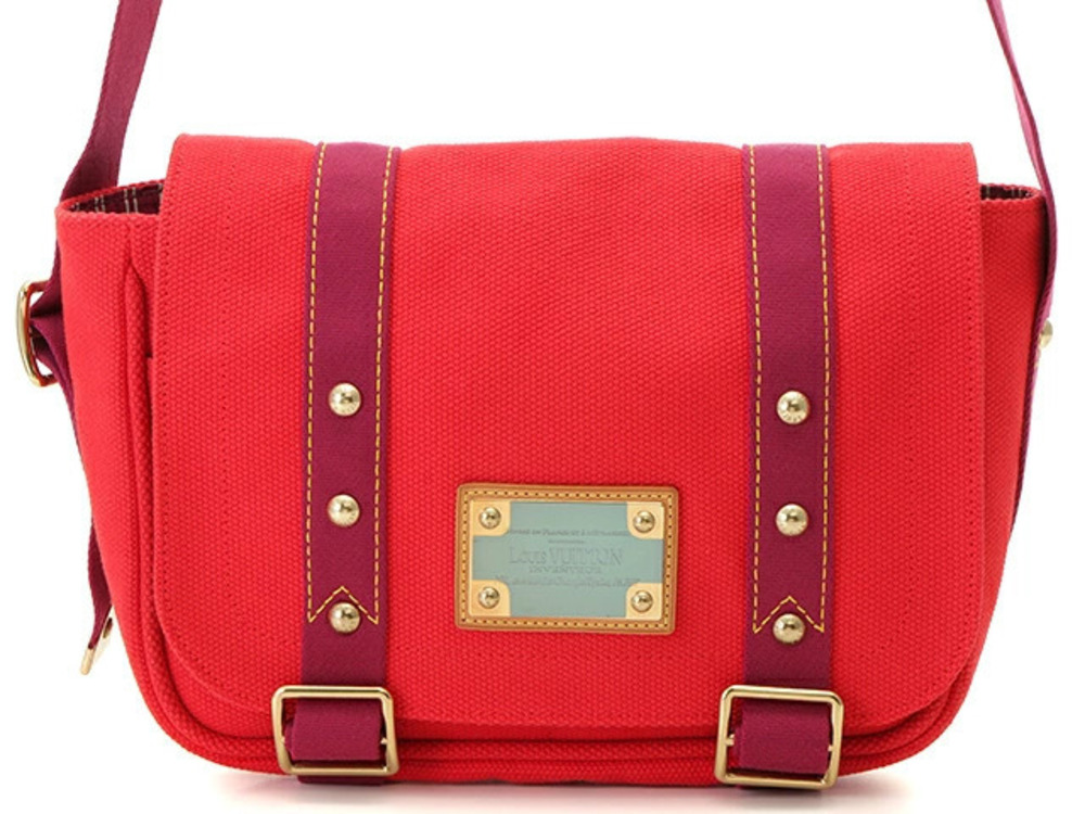 LOUIS VUITTON Buzas Shoulder Bag Antigua Rouge Red Canvas